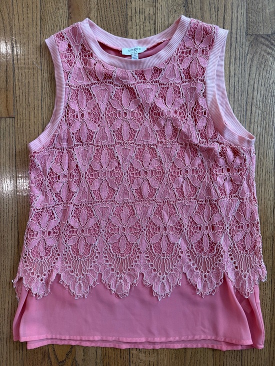 Umgee Tops - Umgee Blush Pink Lace Overlay Sleeveless Blouse Women’s Small Boutique Top
